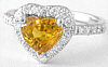 Unheated Untreated Yellow-Orange Sapphire and Diamond Ring in 18k white gold