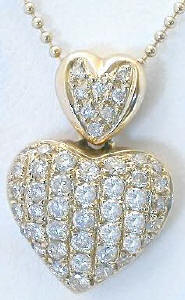 0.65 carat Pave Diamond Heart Pendant in 14k yellow gold