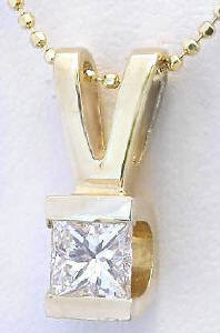 0.50 carat Princess Cut Diamond Solitaire Pendant in 14k yellow gold