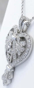 0.41 carat Vintage-Style Diamond Heart Pendant in 14k white gold