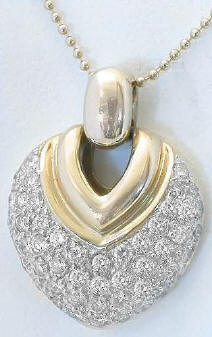 1.1 ctw Contemporary Pave Diamond Pendant in 14k yellow gold