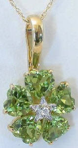 Peridot Flower Pendant in 14k in 14k yellow gold