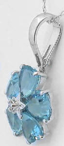 Blue Topaz Flower Pendant in 14k in 14k white gold