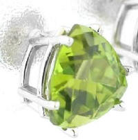 5.40 ctw Trillion Peridot Stud Earrings in 14k white gold