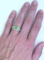Antique Style Engagement Ring with Peridot and Diamonds