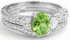 1.32 to 1.62 carat Peridot and Diamond Engagement Ring in 14k