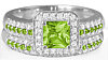 Custom Peridot and Diamond Ring in 14k white gold