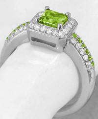 Peridot and Diamond Ring in 14k in 14k gold