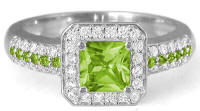 Peridot Diamond Ring in Gold in 14k gold