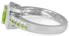 Princess cut round peridot band ring in 14k gold