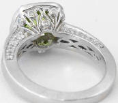 Diamond Studded Filigree Basket on Cushion Cut Peridot Diamond Engagement Ring