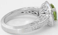 Antique Style Cushion Cut Peridot Diamond Engagement Rings in 14k