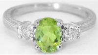 Past Present Future Vintage Peridot Engagement Rings with Engraving 
