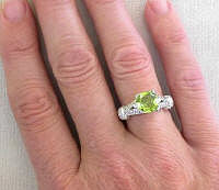 Peridot Diamond Engagement Rings in 14k