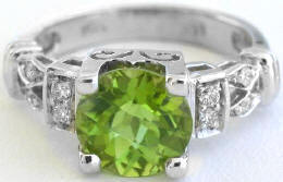 Peridot and Diamond Engagement Rings in 14k
