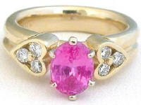 2.34 ctw Pink Sapphire and Diamond Engagement Set in 14k yellow gold