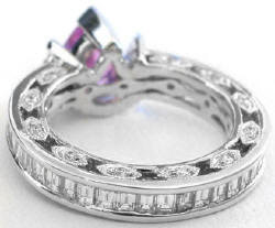 Vintage Pear Cut Pink Sapphire Baguette Diamond Eternity Rings in 14k