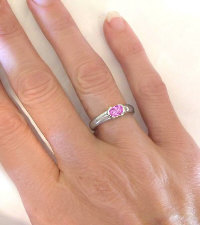 East West Pink Sapphire Solitaire Rings in 14k white gold