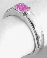 Semi Bezel Pink Sapphire Solitaire Ring in 14k white gold