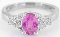 1.24 ctw Pink Sapphire and Diamond Engagement Ring in 14k white gold