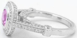 Pink Sapphire and Diamond Ring in Platinum