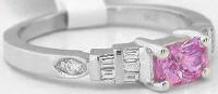 Petite Radiant Cut Pink Sapphire and Diamond Engagement Ring