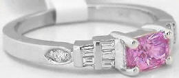 Petite Pink Sapphire Diamond Ring in 14k white gold