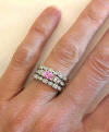 Round natural ceylon pink sapphire band ring in 14k white gold