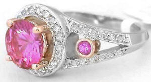 Pink Sapphire and Diamond Ring in 14k White and Rose Gold