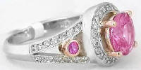 Pink Sapphire and Diamond Ring in 14k White and Rose Gold