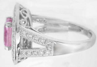 Filigree Design Light Pink Sapphire and Diamond Rings