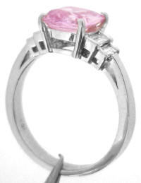 Untreated Unheated Pink Sapphire Gemstone Diamond Rings in 14k white gold