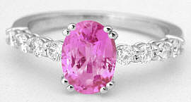 Oval Pink Sapphire and Diamond Ring in 14k white gold 