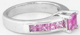 Princess Cut Pink Sapphire Engagement Ring in 14k White Gold