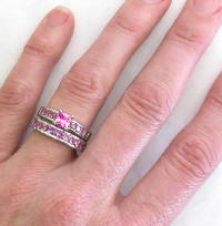 All Princess Cut Pink Sapphire Engagement Rings  in 14k