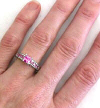 Princess Cut Pink Sapphire Ring in 14k white gold