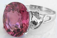 Oval Pink Tourmaline Rings in 14k
