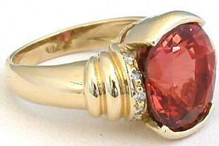 Salmon Tourmaline Rings in 14k Yellow Gold