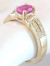 Pink Sapphire and Diamond Rings in 14k yellow gold