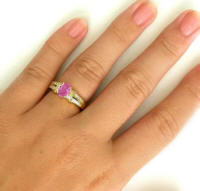 Pink Sapphire and Diamond Rings in 14k gold