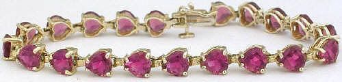 Pink Tourmaline Bracelet with 6mm Gemstones in 14k Yellow Gold