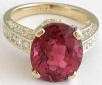 Oval Pink Tourmaline and Diamond Engagement Ring in 14k yellow gold