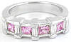 1.22 ctw Princess Cut Pink Sapphire and Baguette Anniversary Band 