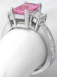 Radiant Cut Large Pink Sapphire Ring