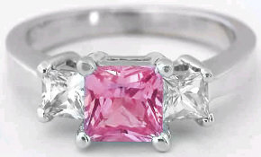 Classic 1.20 ctw Princess Cut Pink Sapphire and White Sapphire Ring in 14k white gold