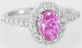 Pink Sapphire Ring in 14k white gold