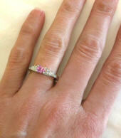 Radiant Cut Pink Sapphire Diamond Rings in 14k white gold