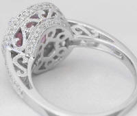Vintage Filigree Round Pink Sapphire and Diamond Ring