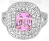 Pink Sapphire Ring with Diamond Double Halo