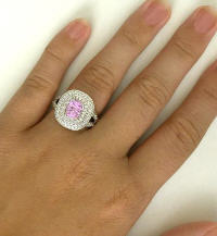 Light Pink Sapphire and Diamond Wedding Rings in 14k white gold